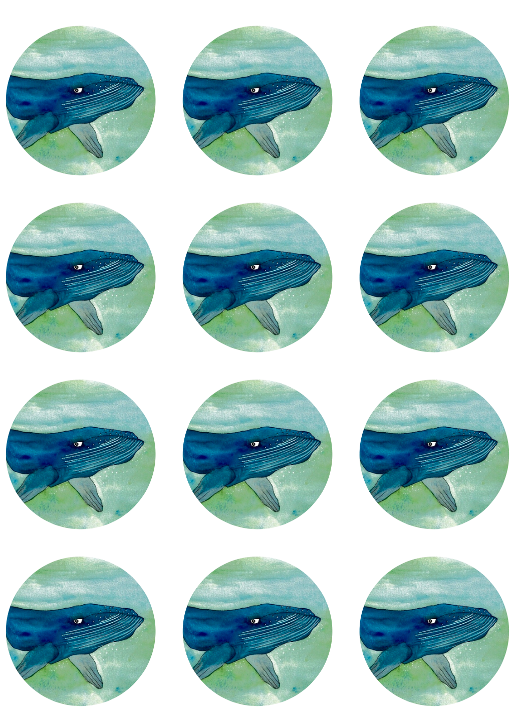 “I Sea You” Whale round sticker pack of 12
