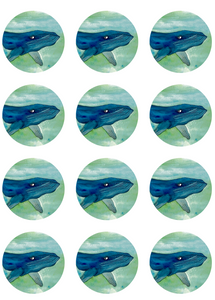 “I Sea You” Whale round sticker pack of 12