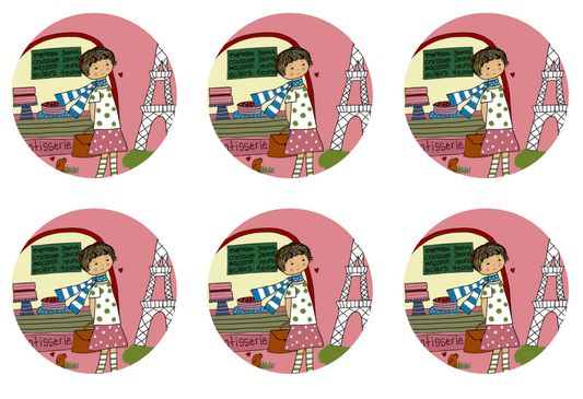 "Paris" round sticker pack of 6
