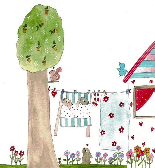 Bunnies in my apron greeting card