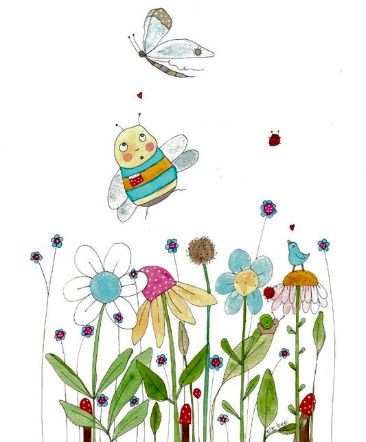 Chubby Bee in my Garden greeting card