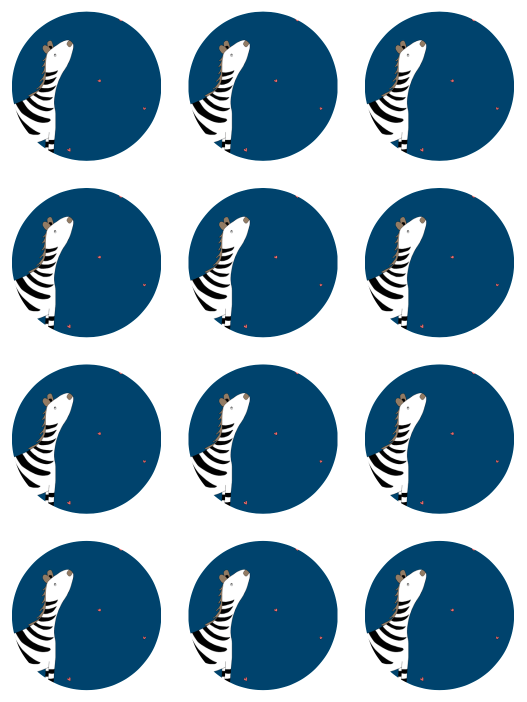 "Zebra” round sticker pack of 12