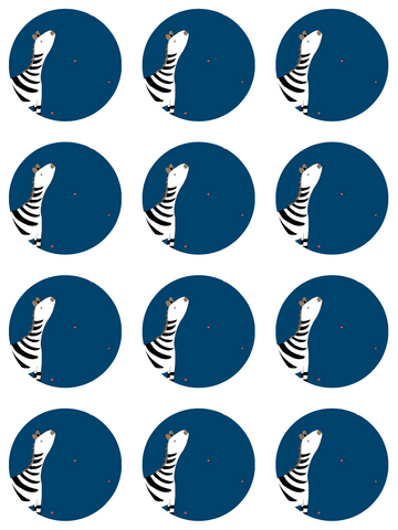 "Zebra” round sticker pack of 12