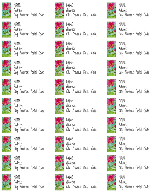 Address Labels set of 30 Whimsical Pink Flower