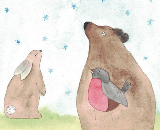 "Bear, bunny and bird" greeting card
