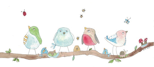 Birdies & bees greeting card