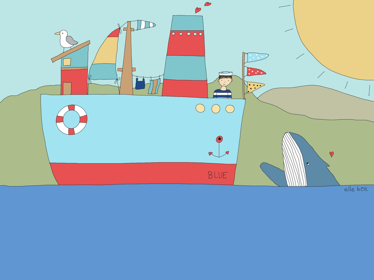 "Boats & Whales" set of 4 greeting cards
