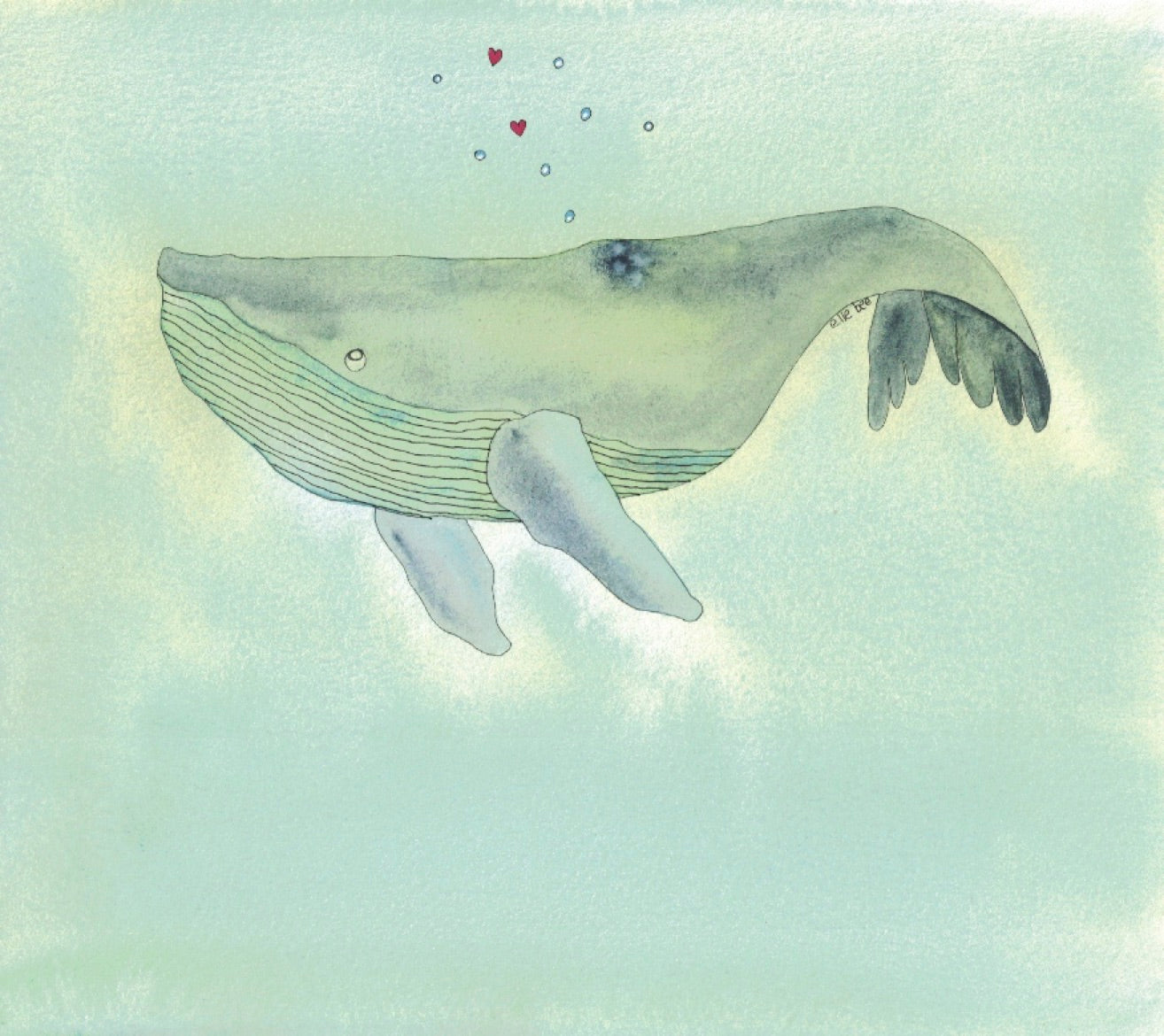 "Blue Whale Bubbles" greeting card