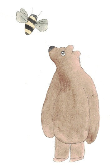 "Brown Bear & Bee" greeting card
