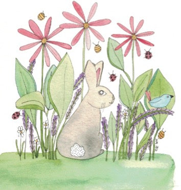 "Bunny in the lavender" greeting card