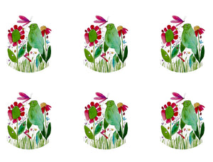 "Green Bird - Create Joy" round sticker pack of 6