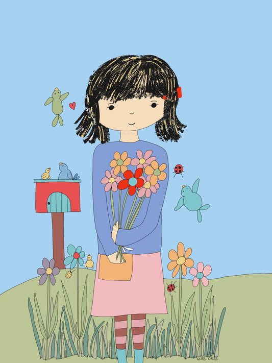 "Adorable girls" set of 4 greeting cards