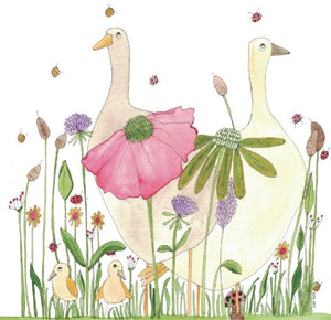 "Geese in the Garden" greeting card