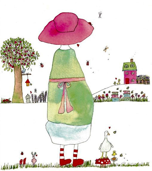 Greeting card - Girl and Duck