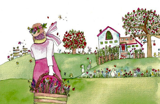 Greeting card - Girl with Basket