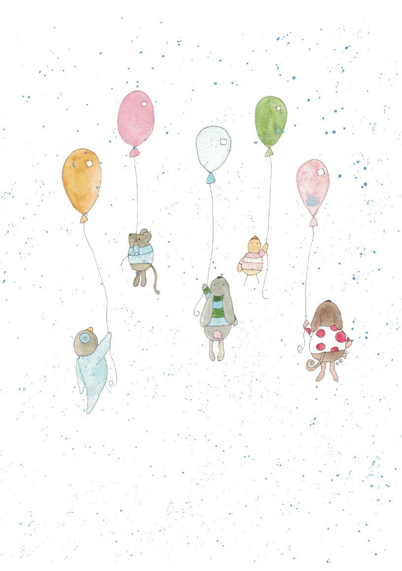 "Another word for happy is balloon" greeting card