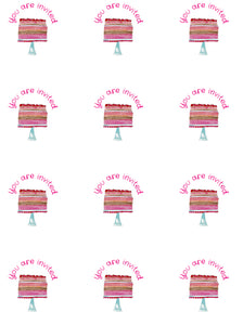 You are invited (cake) round sticker pack of 12