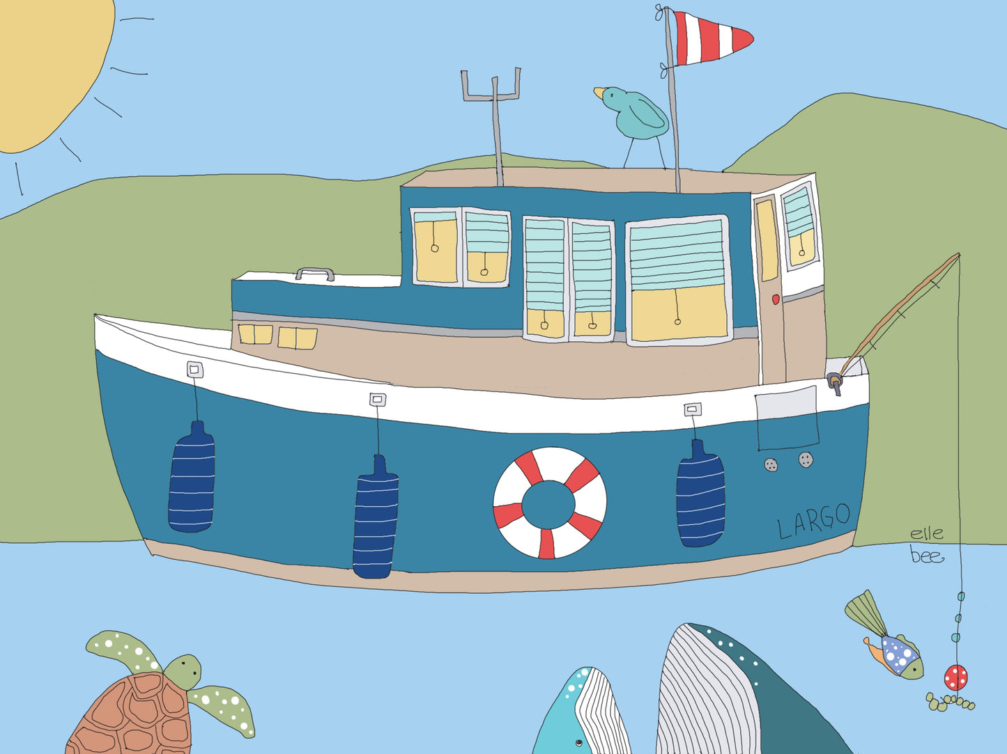 "Boats & Whales" set of 4 greeting cards