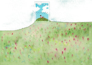 "Little Girl on a Hill” greeting card