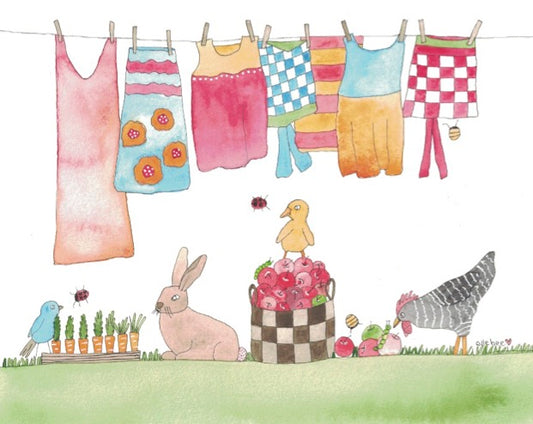 "Picking apples" greeting card