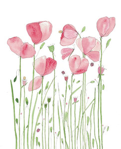 Original watercolour "Poppies in full bloom"