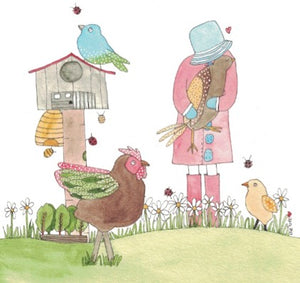 "Rosie loves her chickens" greeting card