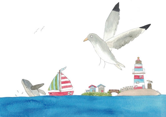 "Seagull and Whale" greeting card