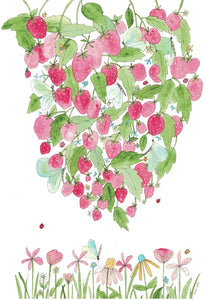 Greeting card "Strawberries in the Wildflower garden"