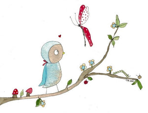 "Sweet Bluebird & Butterfly" greeting card