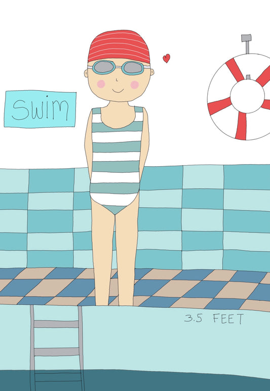 "Swimmers & surfers" set of 4 greeting cards