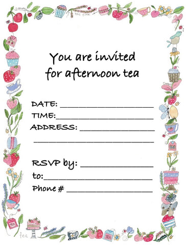 "Afternoon tea" invitation tea party set of 6