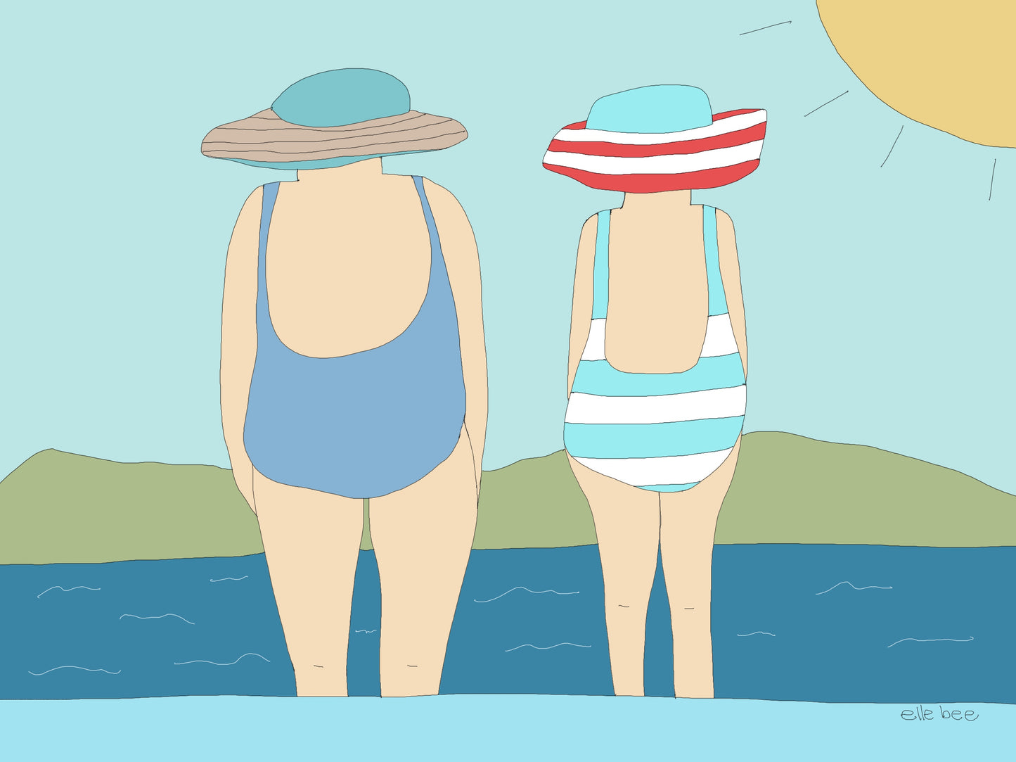"Bathing ladies" set of 4 greeting cards