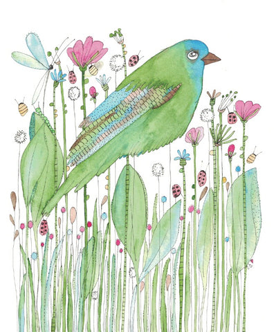 “Warbler in the garden” greeting card