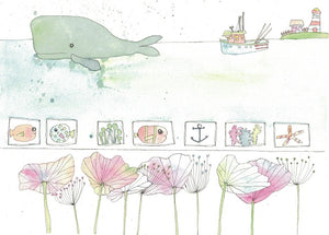 "Whale and Poppies" greeting card