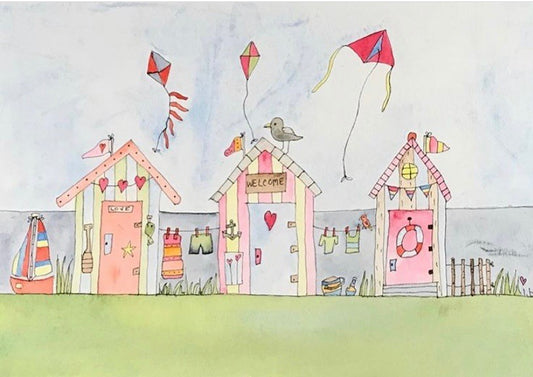 Beach Huts Greeting Card