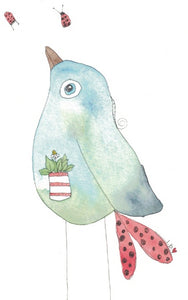 Greeting card "Little Bird With Pocket"