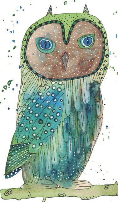 Greeting card "Green owl"