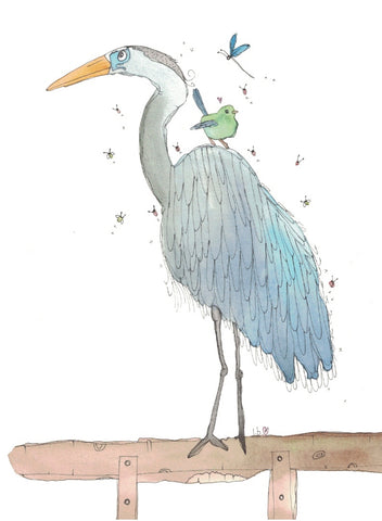 Greeting card "Heron and bird"