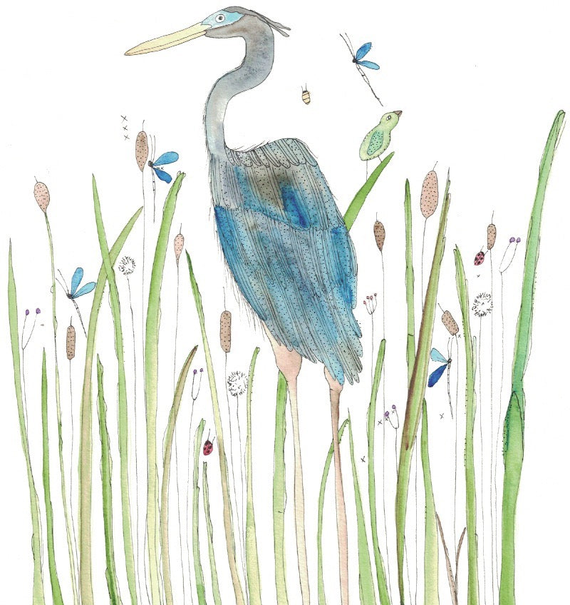 Greeting card "Heron in the Sechelt marsh"