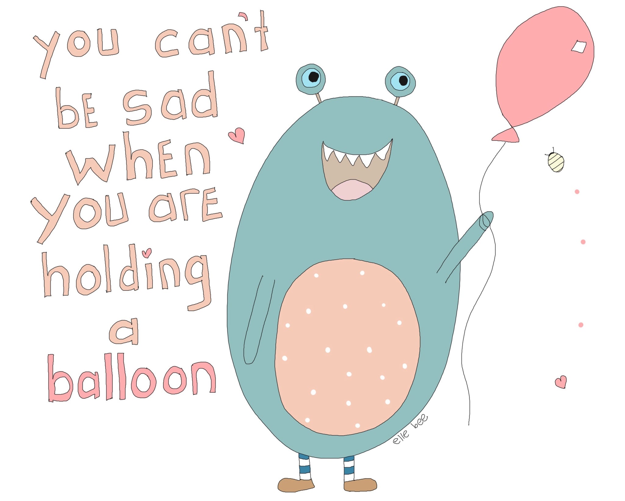 Greeting card "Cute monster with balloon"