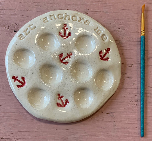 Ceramic paint palette "art anchors me"