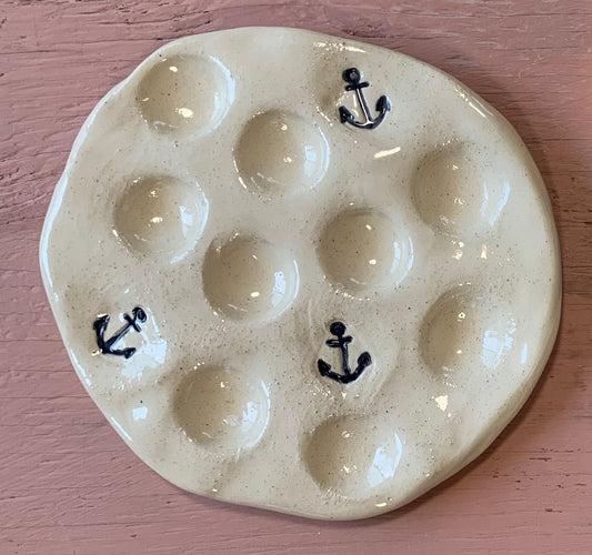 Ceramic paint palette "blue anchors"