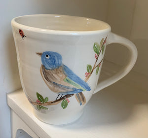 Large wheel thrown mug "Bluebird"