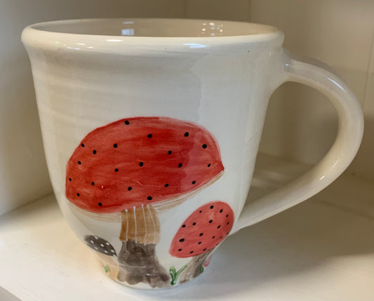 Large wheel thrown mug "Mushrooms"