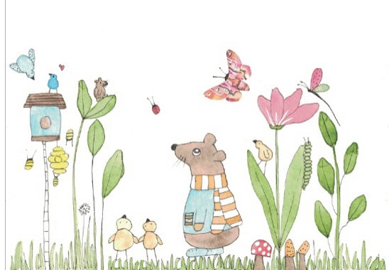 Greeting card "Little Mouse And His New Scarf"
