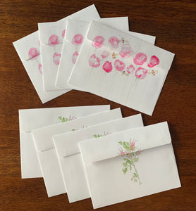 Peony and botanical envelopes set of 8
