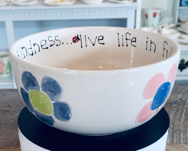 Cereal bowl "live life in full bloom..." snail / daisies