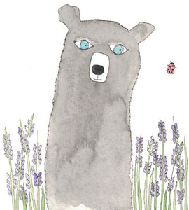 Greeting card "Black bear in lavender"