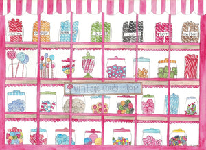 Greeting card "Vintage candy shop"
