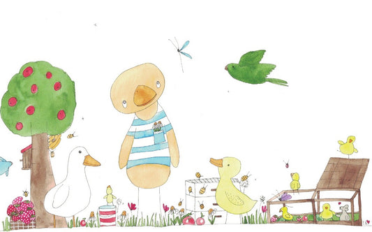 Greeting card "Ducks In Out And Out Of The Pen"